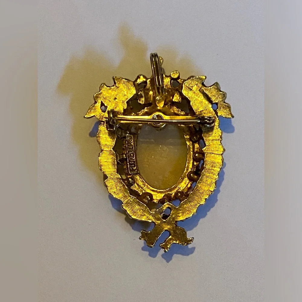 🏝️ Vintage Signed Florenza Cameo Brooch #9186 - Picture 2 of 6